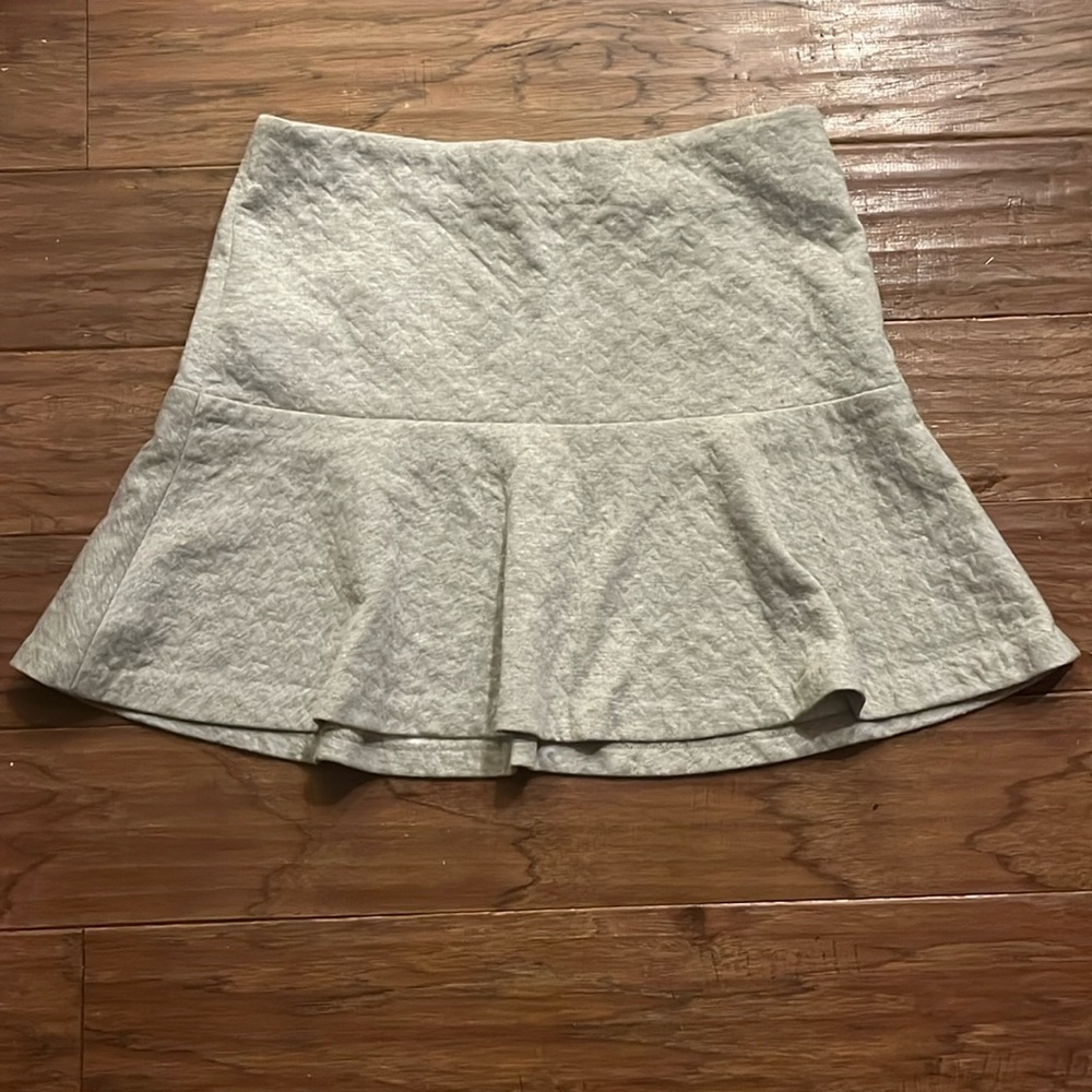 LOFT Quilted Grey Flared A-Line Mini Skirt Size M